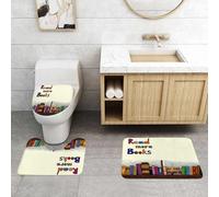 QRFASFZO Set Tappeti Bagno 3 Pezzi in Microfibra, Tappeti Assorbente Antiscivolo,Leggi altri libri, il libro colorato Leggi altri libri contiene libreria e frase Leggi altri li,Tappetini Doccia