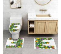 QRFASFZO Set Tappeti Bagno 3 Pezzi in Microfibra, Tappeti Assorbente Antiscivolo,Lettera E, Bastoncino di zucchero stagionale, Stella grande, Angelo in preghiera, Lettera maius,Tappetini Doccia
