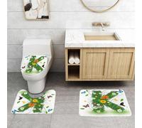 QRFASFZO Set Tappeti Bagno 3 Pezzi in Microfibra, Tappeti Assorbente Antiscivolo,Lettera K, maiuscola K Immagine a tema verde con ispirazioni dalla Animali Vita vegetale,Tappetini Doccia