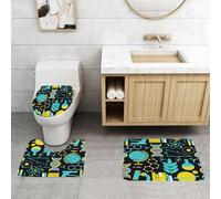 QRFASFZO Set Tappeti Bagno 3 Pezzi in Microfibra, Tappeti Assorbente Antiscivolo,Lezione di scienze a tema Biologia Chimica e fisica Protoni Neutroni,Tappetini Doccia