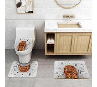 QRFASFZO Set Tappeti Bagno 3 Pezzi in Microfibra, Tappeti Assorbente Antiscivolo,Libreria in legno della saggezza a forma di testa umana, libri, conoscenza astratta, istruzione,Tappetini Doccia