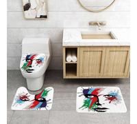 QRFASFZO Set Tappeti Bagno 3 Pezzi in Microfibra, Tappeti Assorbente Antiscivolo,Lo sguardo enigmatico dove le tonalità contrastanti si intrecciano attorno agli occhi espressiv,Tappetini Doccia