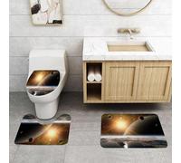 QRFASFZO Set Tappeti Bagno 3 Pezzi in Microfibra, Tappeti Assorbente Antiscivolo,Lo spazio, le lune e l'universo,Tappetini Doccia