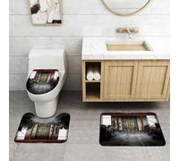 QRFASFZO Set Tappeti Bagno 3 Pezzi in Microfibra, Tappeti Assorbente Antiscivolo,Magazzino di stoccaggio arrugginito e industriale con macchinari dalla struttura invecchiata vi,Tappetini Doccia
