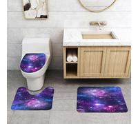 QRFASFZO Set Tappeti Bagno 3 Pezzi in Microfibra, Tappeti Assorbente Antiscivolo,Magnifiche viste della nebulosa, dell'affascinante Via Lattea, della nebulosa luminosa e delle,Tappetini Doccia