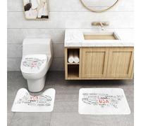 QRFASFZO Set Tappeti Bagno 3 Pezzi in Microfibra, Tappeti Assorbente Antiscivolo,Mappa degli Stati Uniti, modello tipografico della città degli Stati Uniti d'America con il con,Tappetini Doccia