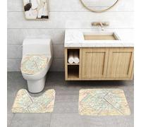 QRFASFZO Set Tappeti Bagno 3 Pezzi in Microfibra, Tappeti Assorbente Antiscivolo,Mappa della metropolitana di Parigi, una mappa vivida che mostra la complessa rete e le linee R,Tappetini Doccia