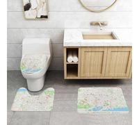 QRFASFZO Set Tappeti Bagno 3 Pezzi in Microfibra, Tappeti Assorbente Antiscivolo,Mappa, mappa delle strade di Barcellona, parchi, quartieri, attrazioni, decorativi, hel11,Tappetini Doccia