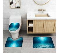 QRFASFZO Set Tappeti Bagno 3 Pezzi in Microfibra, Tappeti Assorbente Antiscivolo,Mare sottomarino - Abisso profondo con luce solare blu,Tappetini Doccia