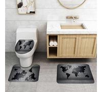 QRFASFZO Set Tappeti Bagno 3 Pezzi in Microfibra, Tappeti Assorbente Antiscivolo,Mescola l'arte grigio-nera su una superficie screpolata per creare un'atmosfera moderna origina,Tappetini Doccia