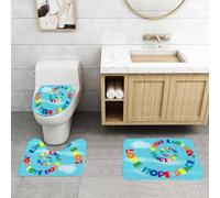 QRFASFZO Set Tappeti Bagno 3 Pezzi in Microfibra, Tappeti Assorbente Antiscivolo,Messaggio di amore, speranza, pace e gioia color arcobaleno con ispirazione anni Sessanta,Tappetini Doccia