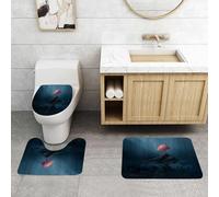 QRFASFZO Set Tappeti Bagno 3 Pezzi in Microfibra, Tappeti Assorbente Antiscivolo,Misterioso albero solitario, un sorprendente albero dalle foglie rosse, immerso in una luce sof,Tappetini Doccia