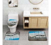QRFASFZO Set Tappeti Bagno 3 Pezzi in Microfibra, Tappeti Assorbente Antiscivolo,Moderno aeroporto cinese di Shanghai con un grande aereo da trasporto,Tappetini Doccia