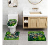 QRFASFZO Set Tappeti Bagno 3 Pezzi in Microfibra, Tappeti Assorbente Antiscivolo,Mondo sottomarino, koi arancioni e bianchi che nuotano tra pietre e rigogliose piante acquatich,Tappetini Doccia