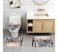 QRFASFZO Set Tappeti Bagno 3 Pezzi in Microfibra, Tappeti Assorbente Antiscivolo,Montmartre a Parigi con la Torre Eiffel - illustrazione vettoriale,Tappetini Doccia
