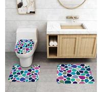 QRFASFZO Set Tappeti Bagno 3 Pezzi in Microfibra, Tappeti Assorbente Antiscivolo,motivo a goccia d'acqua senza soluzione di continuità, motivo colorato a forma di fluido,Tappetini Doccia