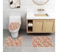 QRFASFZO Set Tappeti Bagno 3 Pezzi in Microfibra, Tappeti Assorbente Antiscivolo,Motivo a goccia retrò nei toni della terra a forma di matrice di colori,Tappetini Doccia