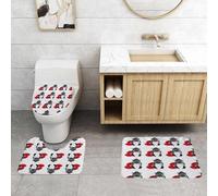 QRFASFZO Set Tappeti Bagno 3 Pezzi in Microfibra, Tappeti Assorbente Antiscivolo,Motivo di volti astratti lineari. Design semplice per carta da regalo con volto cubista. Textur,Tappetini Doccia