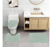QRFASFZO Set Tappeti Bagno 3 Pezzi in Microfibra, Tappeti Assorbente Antiscivolo,Motivo geometrico dai toni tenui con triangoli e diamanti, design ispirato alle forme geometric,Tappetini Doccia