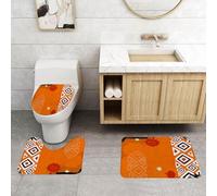 QRFASFZO Set Tappeti Bagno 3 Pezzi in Microfibra, Tappeti Assorbente Antiscivolo,Motivo ispiratore di street art arancione, forme geometriche di graffiti, tema di arte urbana a,Tappetini Doccia