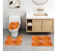 QRFASFZO Set Tappeti Bagno 3 Pezzi in Microfibra, Tappeti Assorbente Antiscivolo,Motivo radiale arancione grunge. Motivo floreale decorativo. Immagine vettoriale stock -,Tappetini Doccia