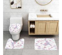 QRFASFZO Set Tappeti Bagno 3 Pezzi in Microfibra, Tappeti Assorbente Antiscivolo,Motivo senza soluzione di continuità con i simboli di Parigi. Viaggio romantico a Parigi.,Tappetini Doccia