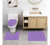 QRFASFZO Set Tappeti Bagno 3 Pezzi in Microfibra, Tappeti Assorbente Antiscivolo,Motocicletta, scooter vintage con ponte profondo e ruote da ragazza su un Purple1,Tappetini Doccia