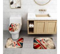 QRFASFZO Set Tappeti Bagno 3 Pezzi in Microfibra, Tappeti Assorbente Antiscivolo,Musica Grunge Pop nnico Chitarra Rock Londra Jack Union Bandiera nnica Gran Bretagna,Tappetini Doccia