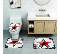 QRFASFZO Set Tappeti Bagno 3 Pezzi in Microfibra, Tappeti Assorbente Antiscivolo,Musica rock, chitarrista stella astratta schizzi monocromatici e motivo a cornice mezzitoni,Tappetini Doccia