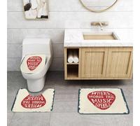 QRFASFZO Set Tappeti Bagno 3 Pezzi in Microfibra, Tappeti Assorbente Antiscivolo,Musica rock, dove le parole falliscono, la musica parla, citazione, slogan musicale, quadrato d,Tappetini Doccia
