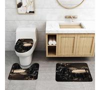 QRFASFZO Set Tappeti Bagno 3 Pezzi in Microfibra, Tappeti Assorbente Antiscivolo,Musica Rock Roll Attrezzatura musicale sul palco Batteria fantastica,Tappetini Doccia