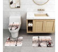 QRFASFZO Set Tappeti Bagno 3 Pezzi in Microfibra, Tappeti Assorbente Antiscivolo,Musica suonata da un fisarmonicista per strada a Parigi Urban European,Tappetini Doccia