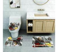 QRFASFZO Set Tappeti Bagno 3 Pezzi in Microfibra, Tappeti Assorbente Antiscivolo,Musicista di strada moderno, uomo che canta, suona la chitarra, sp,Tappetini Doccia