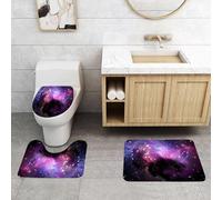 QRFASFZO Set Tappeti Bagno 3 Pezzi in Microfibra, Tappeti Assorbente Antiscivolo,Nebulosa dell'universo misterioso e interstellare, nuvole e stelle colorate, un universo ricco,Tappetini Doccia