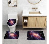 QRFASFZO Set Tappeti Bagno 3 Pezzi in Microfibra, Tappeti Assorbente Antiscivolo,Nebulose e galassie a spirale nello spazio. Elementi di questa immagine forniti dalla NASA.,Tappetini Doccia