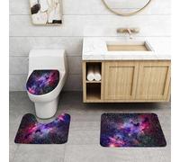 QRFASFZO Set Tappeti Bagno 3 Pezzi in Microfibra, Tappeti Assorbente Antiscivolo,Nebulose e galassie nello spazio. Elementi di questa immagine forniti dalla NASA.,Tappetini Doccia