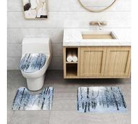 QRFASFZO Set Tappeti Bagno 3 Pezzi in Microfibra, Tappeti Assorbente Antiscivolo,Nevicata nella foresta, i fiocchi di neve che ricoprono i rami creano un paesaggio da sogno men,Tappetini Doccia