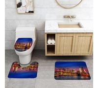 QRFASFZO Set Tappeti Bagno 3 Pezzi in Microfibra, Tappeti Assorbente Antiscivolo,New York, NYC Chi non dorme mai pensieri su,Tappetini Doccia