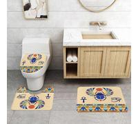 QRFASFZO Set Tappeti Bagno 3 Pezzi in Microfibra, Tappeti Assorbente Antiscivolo,Occhio di scarabeo nell'antico Egitto, antica icona della cultura storica,Tappetini Doccia