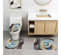 QRFASFZO Set Tappeti Bagno 3 Pezzi in Microfibra, Tappeti Assorbente Antiscivolo,Orologio astronomico di Praga (Orloj) nella Città Vecchia di Praga,Tappetini Doccia