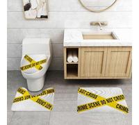 QRFASFZO Set Tappeti Bagno 3 Pezzi in Microfibra, Tappeti Assorbente Antiscivolo,Ostacoli di avvertimento, non attraversare il nastro giallo sulla scena del crimine, indicando,Tappetini Doccia