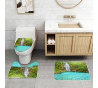 QRFASFZO Set Tappeti Bagno 3 Pezzi in Microfibra, Tappeti Assorbente Antiscivolo,Paesaggio naturale di cascate, acqua che cade dalle piante t,Tappetini Doccia