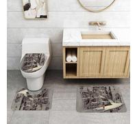 QRFASFZO Set Tappeti Bagno 3 Pezzi in Microfibra, Tappeti Assorbente Antiscivolo,Paesaggio urbano in inchiostro, schizzo raffigurante strade tortuose ed edifici con un corpo ro,Tappetini Doccia