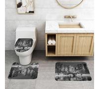 QRFASFZO Set Tappeti Bagno 3 Pezzi in Microfibra, Tappeti Assorbente Antiscivolo,Paesaggio urbano New York City in inverno Central Park Edifici innevati Foto artistica,Tappetini Doccia