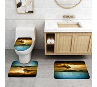 QRFASFZO Set Tappeti Bagno 3 Pezzi in Microfibra, Tappeti Assorbente Antiscivolo,Paesaggio vulcanico, un vulcano in eruzione verso le nuvole drammatiche, l'oceano sottostante i,Tappetini Doccia