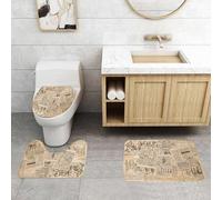 QRFASFZO Set Tappeti Bagno 3 Pezzi in Microfibra, Tappeti Assorbente Antiscivolo,Pagine di giornale con pubblicità d'epoca. Rivista di moda femminile.,Tappetini Doccia