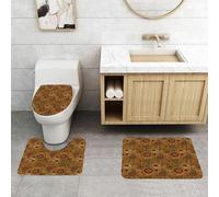 QRFASFZO Set Tappeti Bagno 3 Pezzi in Microfibra, Tappeti Assorbente Antiscivolo,Paisley, motivo a foglia multicolore ispirato al vintage, autentico flusso,Tappetini Doccia