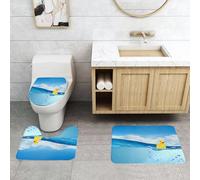 QRFASFZO Set Tappeti Bagno 3 Pezzi in Microfibra, Tappeti Assorbente Antiscivolo,Paperella di gomma, giocattolo a forma di anatroccolo. Nuotare in piscina. Piscina,Tappetini Doccia