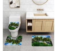 QRFASFZO Set Tappeti Bagno 3 Pezzi in Microfibra, Tappeti Assorbente Antiscivolo,Paradiso sull'isola di Hawaii con un cielo spettacolare,Tappetini Doccia