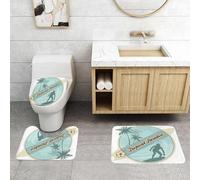 QRFASFZO Set Tappeti Bagno 3 Pezzi in Microfibra, Tappeti Assorbente Antiscivolo,Paradiso tropicale, paradiso tropicale per il surf, tour delle spiagge tropicali, surf, surfist,Tappetini Doccia